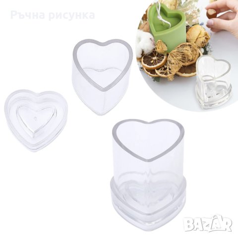 Прозрачна ПВЦ форма за свещи "Сърце", снимка 2 - Декорация за дома - 43146235