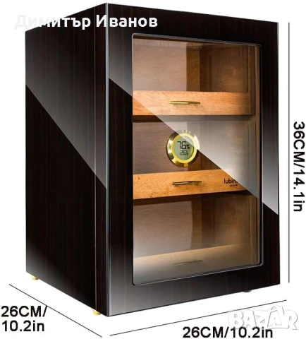 Малък кедров кабинет за до 150 пури със хидрометър и овлажнител, снимка 6 - Други - 50996927