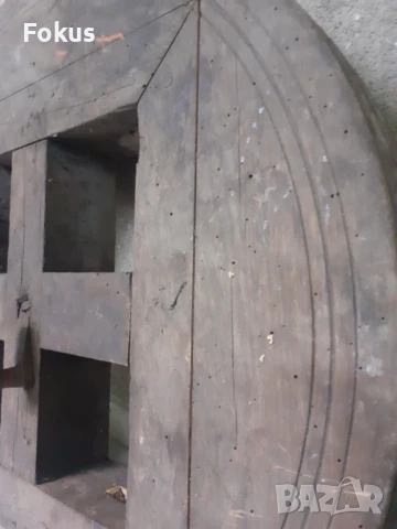 Уникат - Старо масивно дървено колело маховик примитив, снимка 3 - Антикварни и старинни предмети - 50954412