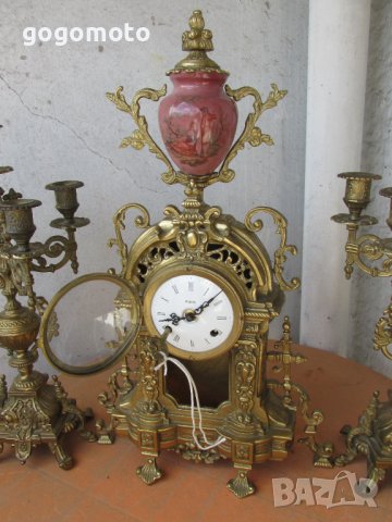 Рядък Каминен Часовник Бронз, Франция,Стар, старинен, арт, античен, винтидж масивен бароков каминен , снимка 18 - Антикварни и старинни предмети - 37346252