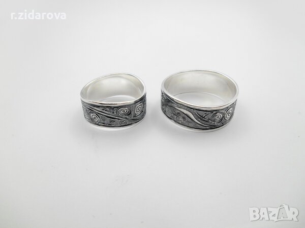 Сребърен пръстен-халка ръчна изработка , снимка 3 - Колиета, медальони, синджири - 43570896