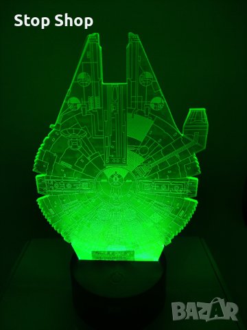 Star Wars Millennium Falcon 3d лампа настолна RGB , снимка 1 - Настолни лампи - 40412772