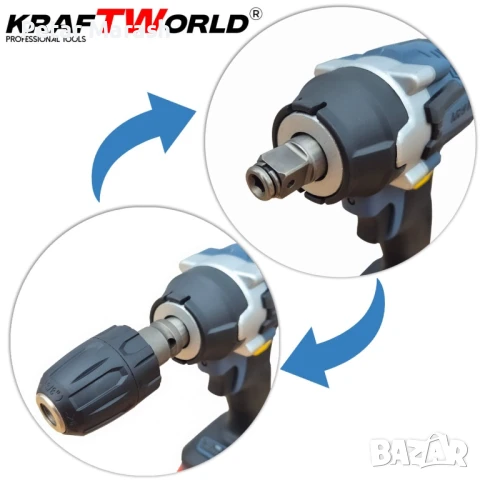 Акумулаторен комплект KraftWorld 5в1 – Лазерен Нивелир, Гайковерт – Винтоверт, Перфоратор, Ъглошлайф, снимка 10 - Винтоверти - 51051114