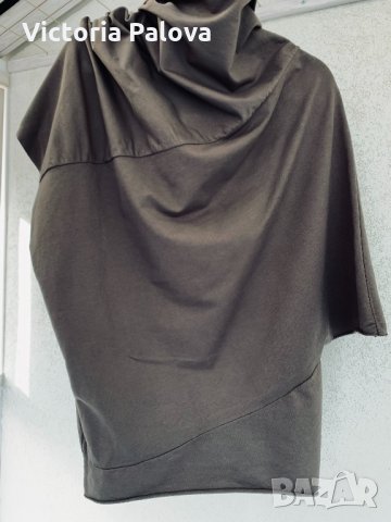 Асиметрична дизайнерска блуза цвят кафе  Италия, снимка 6 - Блузи с дълъг ръкав и пуловери - 32311397