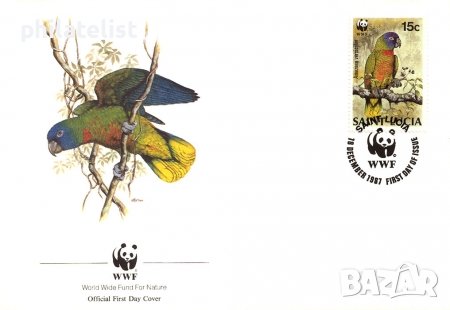 о-в Света Лучия 1987 - 4 броя FDC Комплектна серия - WWF, снимка 1 - Филателия - 38640146
