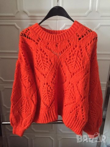 Уникален оранжев пуловер, снимка 3 - Блузи с дълъг ръкав и пуловери - 38829714
