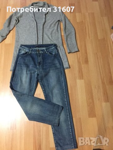 Сет - класически дънки и дълга жилетка, снимка 2 - Жилетки - 44017730