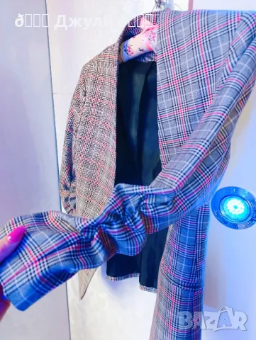 Дамски сет от панталон и блейзър в сиво каре 🤍🩶, снимка 14 - Комплекти - 49344451