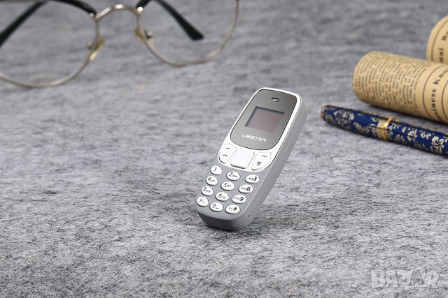 Мини телефон, BM10, с промяна на гласа, малък телефон, L8Star BM10, Nokia 3310 Нокия, сив, снимка 3 - Телефони с две сим карти - 37122399