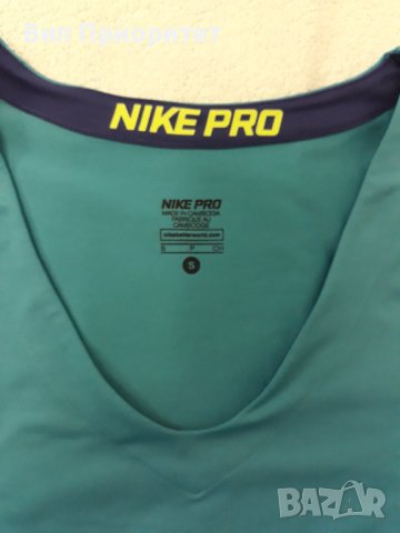 NIKE- спортна тениска с къс ръкав , еластична, маркова, тюркоаз с диагонален надпис, снимка 2 - Спортни екипи - 37258175