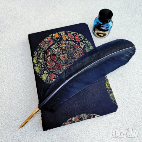 Ръчно подвързан бележник във винтидж стил с твърди корици и цветен печат, снимка 2 - Други - 43251026