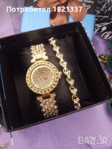 Дамски часовник с гривна , снимка 11 - Бижутерийни комплекти - 53132897