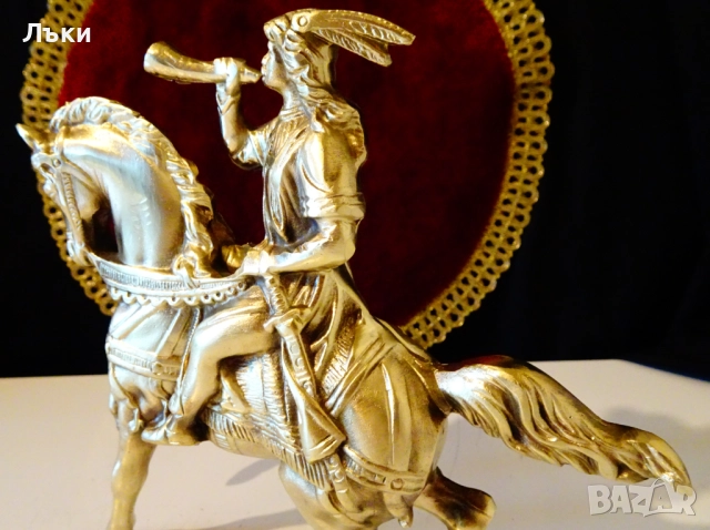 Бронзова статуетка Конник,Ездач,Ловец,1 кг. , снимка 3 - Статуетки - 51800761