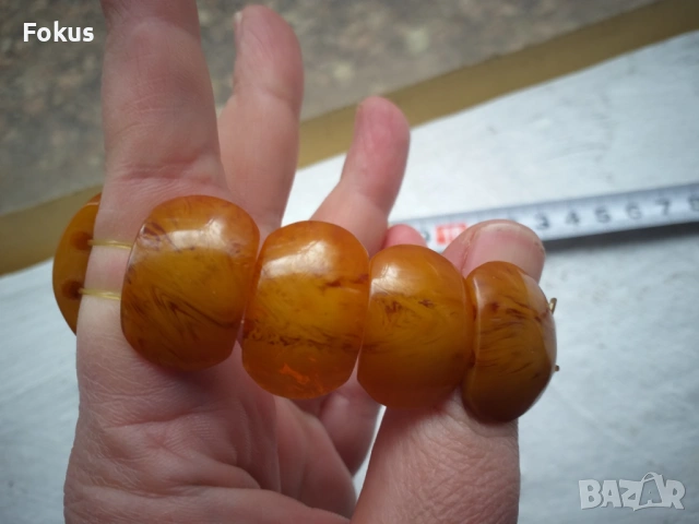 Гривна от стар бакелит - каталин, снимка 5 - Антикварни и старинни предмети - 53508299