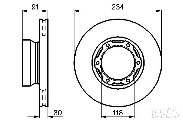 Диск спирачен преден дeсен/ляв за MERCEDES T2/LN1 4.0D 04.86-12.94г.№ M2501V, снимка 4 - Части - 50680764