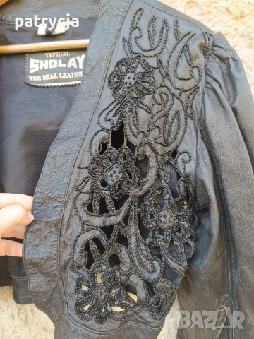 Vintage дамско кожено яке 80s черно XL , снимка 8 - Якета - 52126356