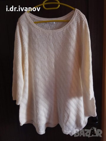 бяла блуза плетиво ХЛ-ХХЛ размер с ръкав под лакът