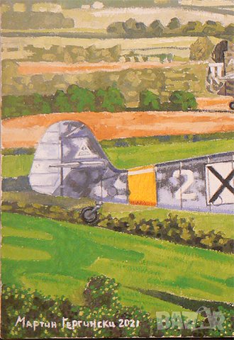 Списаревски. Маслена картина. Български самолети., снимка 2 - Картини - 33097742