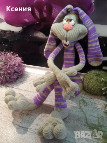 Плетена играчка Заек-Крези КЕКС, Ръчно изработена, Перфектен подарък