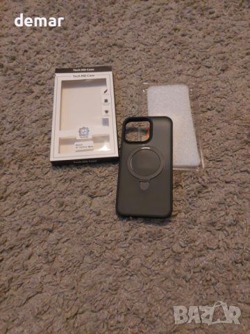 Tech MD калъф за iPhone 15 Pro Max, стойка с пръстен, 6,7" черен, снимка 6 - Калъфи, кейсове - 43145323