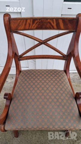 Английско кресло масив махагон, снимка 6 - Дивани и мека мебел - 53245058