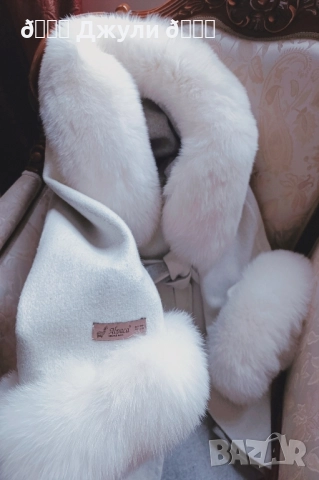 Пухкаво палто от алпака и естествен косъм, снимка 2 - Палта, манта - 52513469