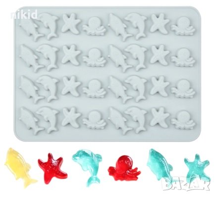 Дребни морски животни силиконов молд за желирани бонбони шоколад лед фондан