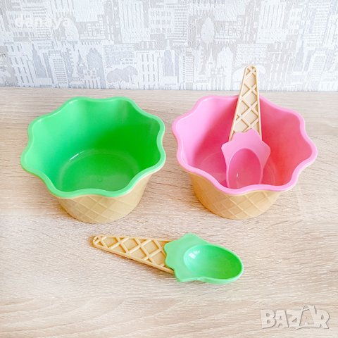 1504 Комплект купичка и лъжичка за сладолед, снимка 4 - Чаши - 29001796