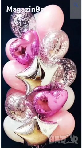 Луксозен комплект балони фолио и латекс Балон Сърце Звезда

, снимка 1