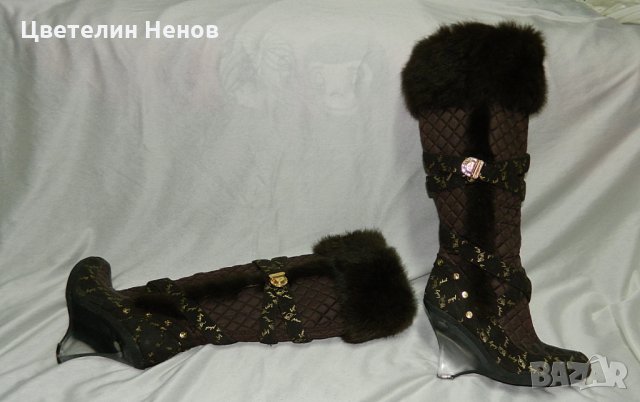 ботуши Baby Phat  Odessa Brown Faux Fur Boots номер 37 , снимка 3 - Дамски ботуши - 27060705