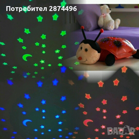 0381 Детска прожекционна нощна лампа - Калинка, снимка 5 - Детски нощни лампи - 36399927