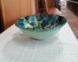 Ръчно изработена керамична купа, уникат с ефектна многоцветна глазура в зелено, синьо, жълто., снимка 6