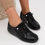 Eжедневни дамски обувки с равна подметка и ластични връзки А2357-1 black, снимка 1