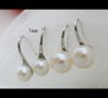 Висящи обеци от естествени бели перли *Хит* ,7мм, снимка 2