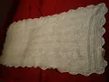 Винтидж бяла ръчно плетена продълговата покривка за маса, снимка 4