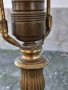 Настолна лампа с бронзов обков и плафон от кожа, снимка 11