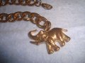 ПОЗЛАТЕНА ВИНТИДЖ АРТ ГРИВНА ЗДРАВА КЛАСИЧЕСКА ПЛЕТКА с ФИГУРАЛНА ВИСУЛКА СЛОНЧЕ 27938, снимка 4