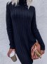 Дамска широка пуловерна рокля с висока яка и дълги ръкави, 2цвята , снимка 11