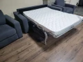 Сив комплект от плат набук диван тройка с функция сън и два фотьойла, снимка 6