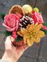 Метална кашпа,,Весели Празници"със два броя заскрежени сапунени рози и една сапунена коледна, снимка 5