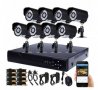 Комплект за видео наблюдение, 8 бр. камери с кабел, DVR, CCTV, USB