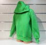 Нов детски изчистен суичър в зелен цвят с качулка, снимка 2