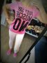 Дамска тениска Just Say Moschino Print във розов и мръсно бял цвят, снимка 7
