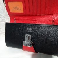 Естествена кожа на HERMES - малка дамска чанта в черно и червено, снимка 6 - Чанти - 35408651