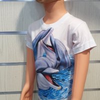 Нова бебешка тениска с трансферен печат Три делфина, Делфини, снимка 7 - Бебешки блузки - 28454161
