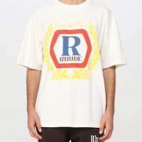 RHUDE Cream Grand Prix Hopps Logo Oversized Мъжка Тениска size S (M) и M (L), снимка 3 - Тениски - 42979314