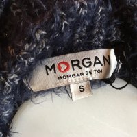 Morgan marine S стилен пухкав мек пуловер с шал яка дълъг ръкав, снимка 5 - Блузи с дълъг ръкав и пуловери - 27273098