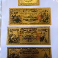 Пълен комплект позлатени сувенирни банкноти-USA, снимка 1 - Нумизматика и бонистика - 43785175