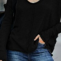 Ежедневна дамска блуза с V-образно деколте и дълги ръкави, 4цвята - 023, снимка 5 - Блузи с дълъг ръкав и пуловери - 39782201