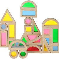 Луксозен дървен конструктор 40бр. пропускащ цвят и светлина Rainbow Wooden Blocks, снимка 1 - Образователни игри - 42992963